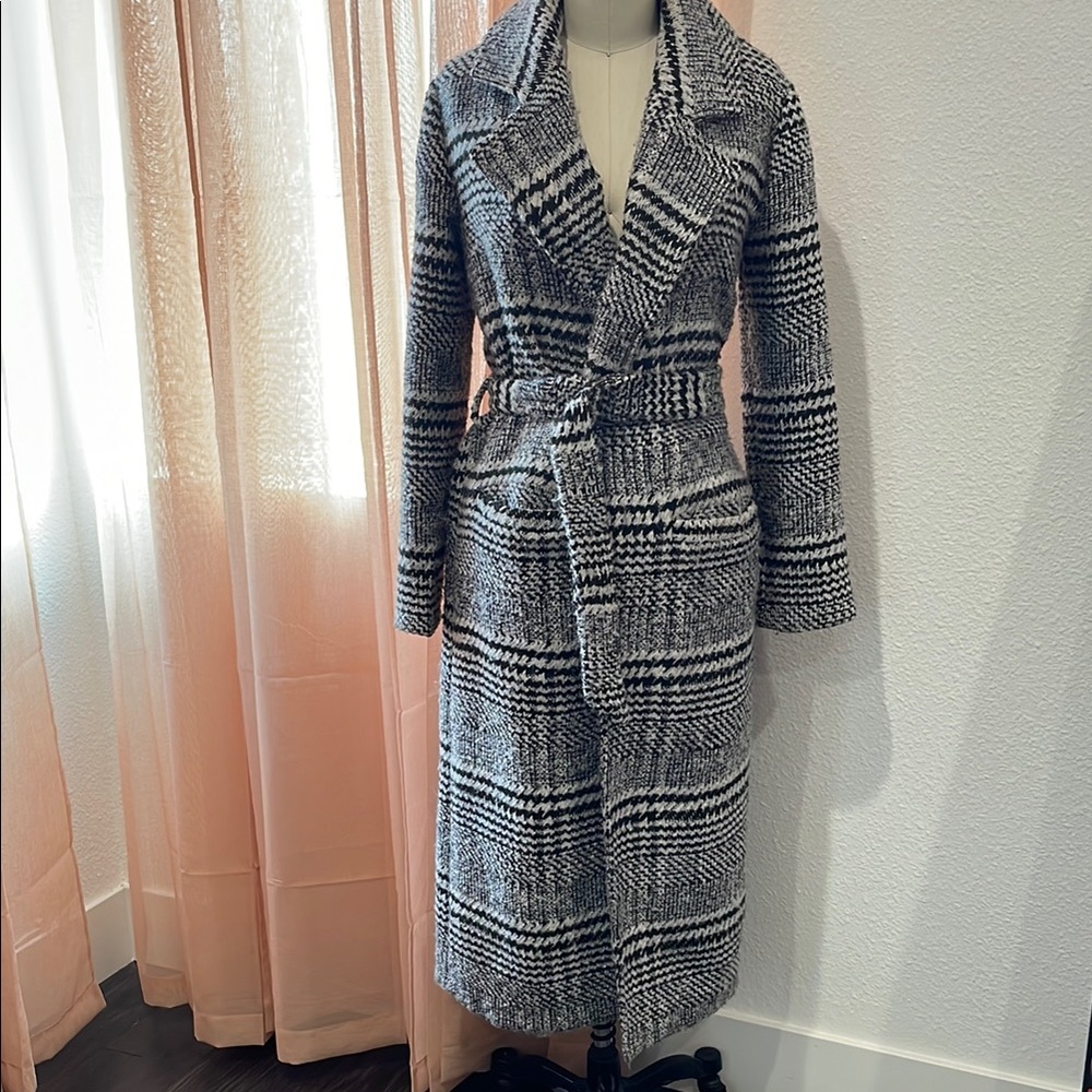 Lovers + Friends Black and White Plaid Coat